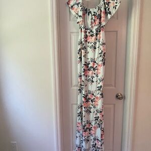Floral Maxi Maternity Dress with Ruffle Detail